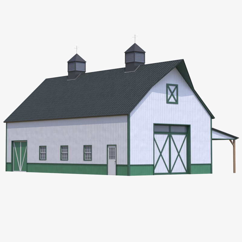 Green Industrial Building 10 Model 3D .c4d .max .obj .3ds .fbx .stl .blend