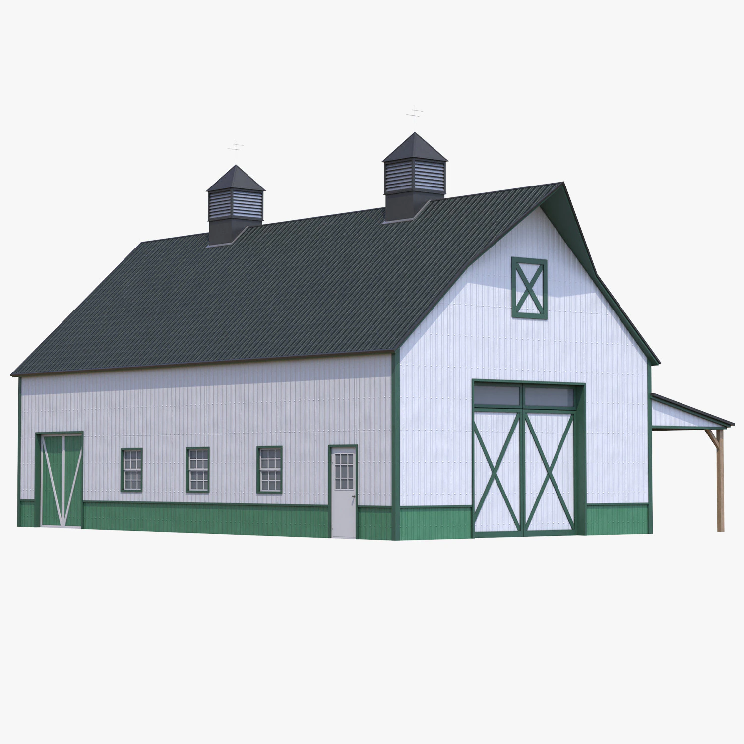 Green Industrial Building 10 3D Model .c4d .max .obj .3ds .fbx .stl .blend
