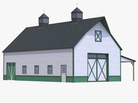 Green Industrial Building 10 3D Model