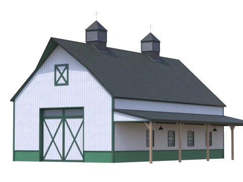 Green Industrial Building 10 3D Model