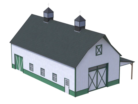 Green Industrial Building 10 3D Model