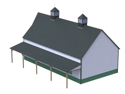 Green Industrial Building 10 3D Model