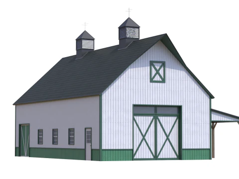 Green Industrial Building 10 3D Model