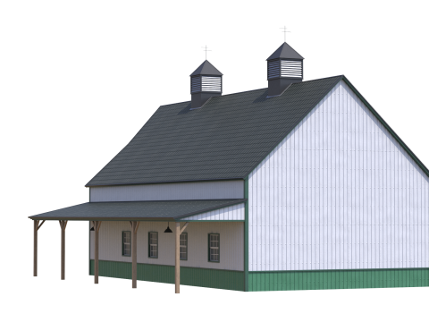 Green Industrial Building 10 Model 3D