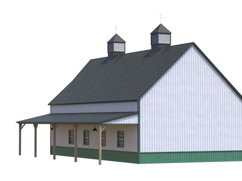 Green Industrial Building 10 3D Model