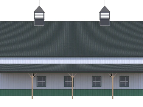 Green Industrial Building 10 3D Model