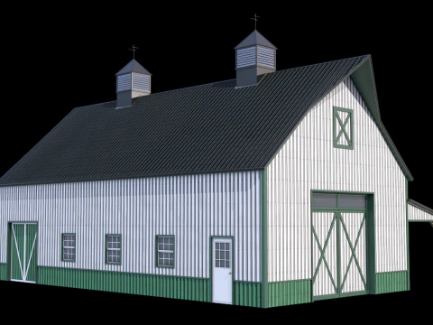 Green Industrial Building 10 3D Model