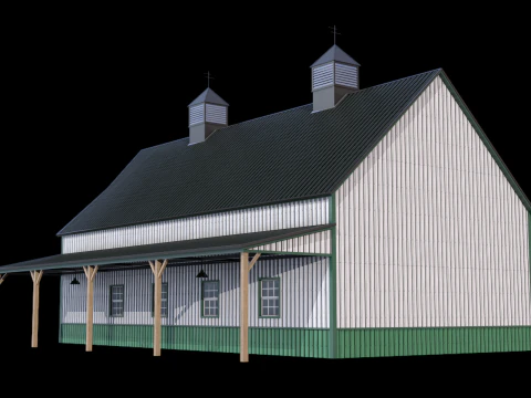 Green Industrial Building 10 3D Model