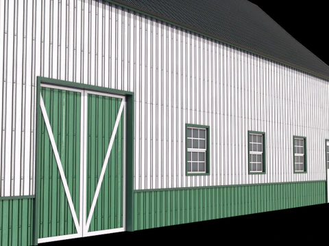 Green Industrial Building 10 3D Model