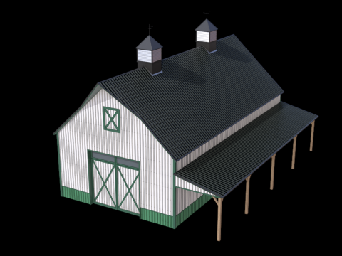Green Industrial Building 10 Model 3D