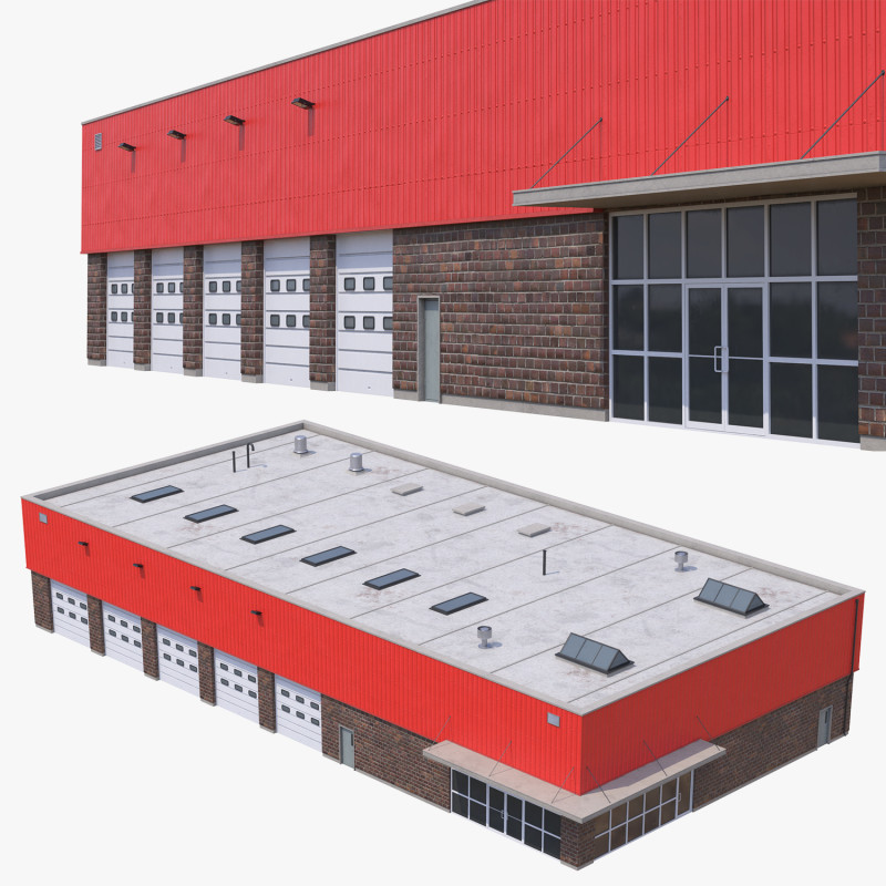 Industrial Building 16 3D 모델 .c4d .max .obj .3ds .fbx .stl .blend 