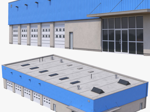 Industrial Building 16 Blue 3D Модель