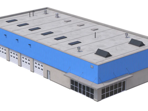 Industrial Building 16 Blue 3D Model