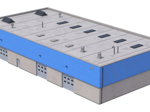 Industrial Building 16 Blue 3D Model