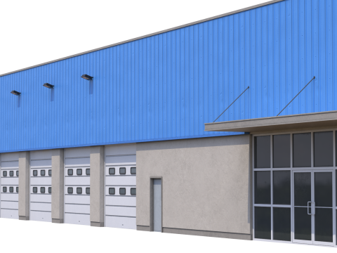 Industrial Building 16 Blue 3D Model
