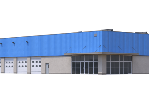 Industrial Building 16 Blue 3D Model
