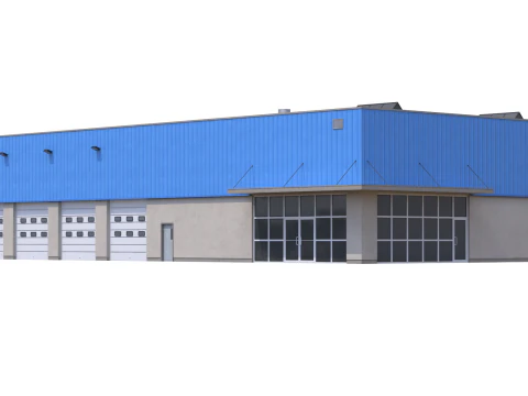 Industrial Building 16 Blue 3D Model