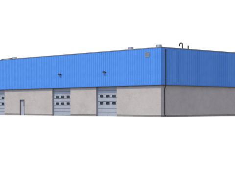 Industrial Building 16 Blue 3D Model