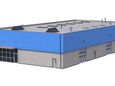 Industrial Building 16 Blue 3D Model