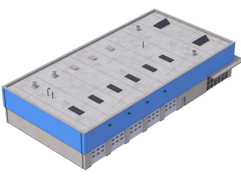 Industrial Building 16 Blue 3D Model