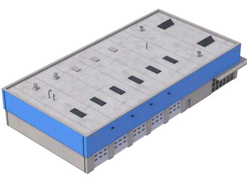Industrial Building 16 Blue 3D Model