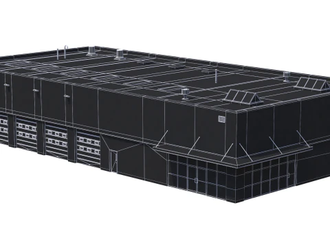 Industrial Building 16 Blue 3D Model