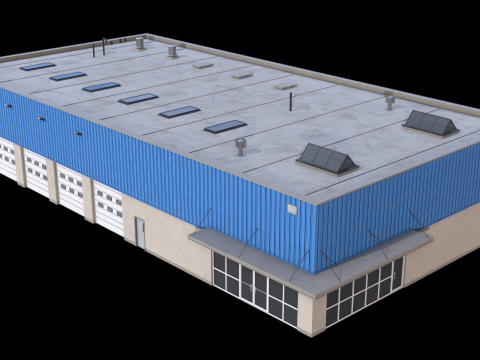 Industrial Building 16 Blue 3D Model