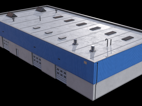 Industrial Building 16 Blue 3D Model
