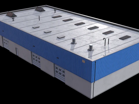 Industrial Building 16 Blue 3D Model