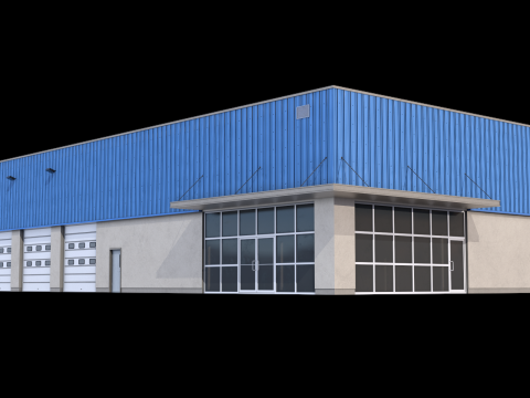 Industrial Building 16 Blue 3D Model
