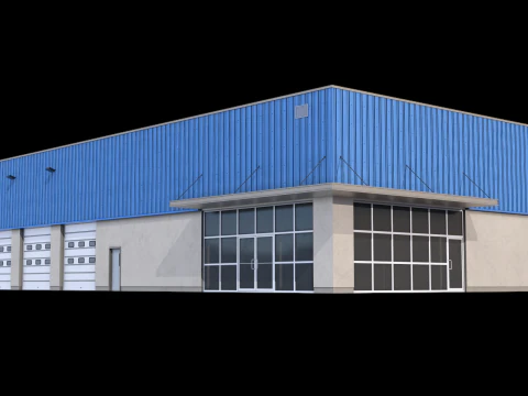 Industrial Building 16 Blue 3D Model