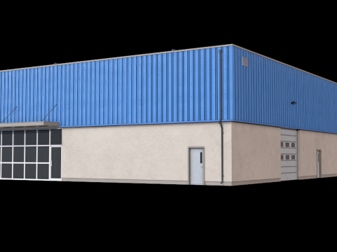 Industrial Building 16 Blue 3D Model