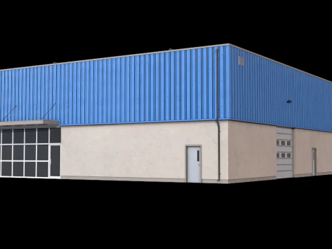 Industrial Building 16 Blue 3D Model