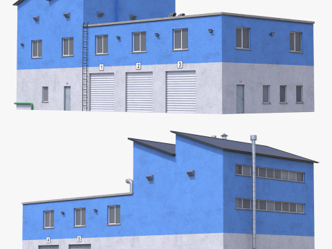 Industrial Building 15 Blue 3D Модель