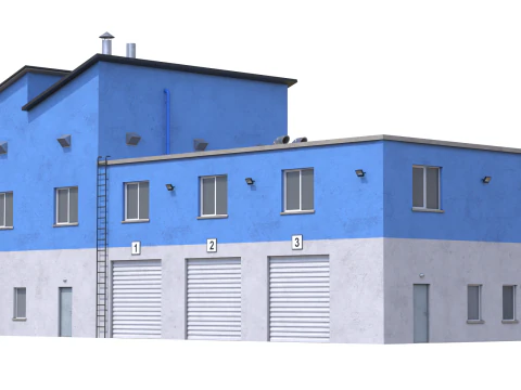 Industrial Building 15 Blue 3D Model