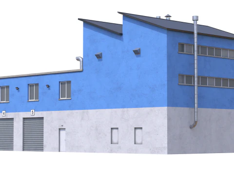 Industrial Building 15 Blue 3D Model