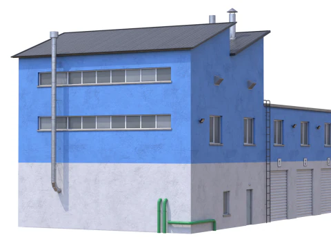 Industrial Building 15 Blue 3D Model