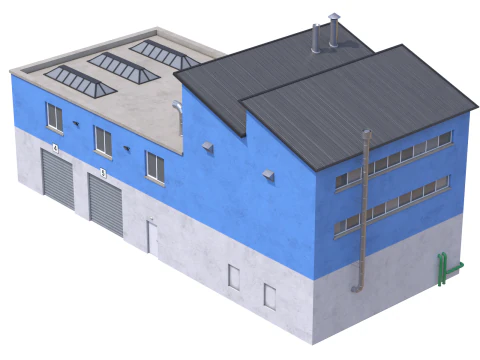 Industrial Building 15 Blue 3D Model