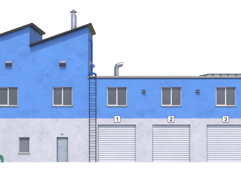 Industrial Building 15 Blue 3D Model