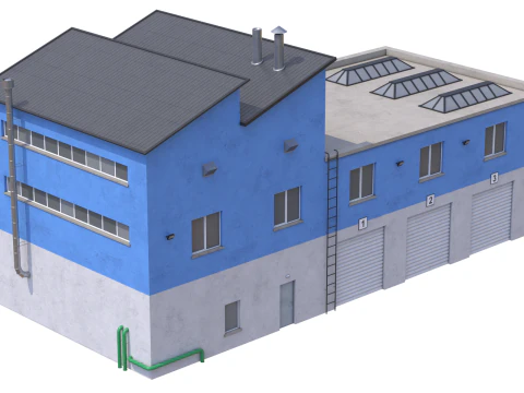 Industrial Building 15 Blue 3D Model