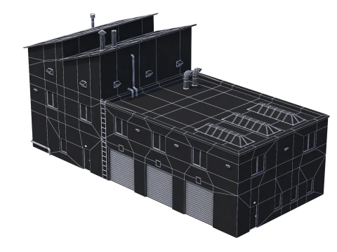 Industrial Building 15 Blue 3D Model