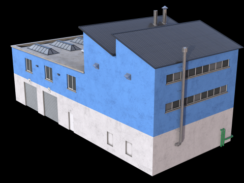 Industrial Building 15 Blue 3D Modell