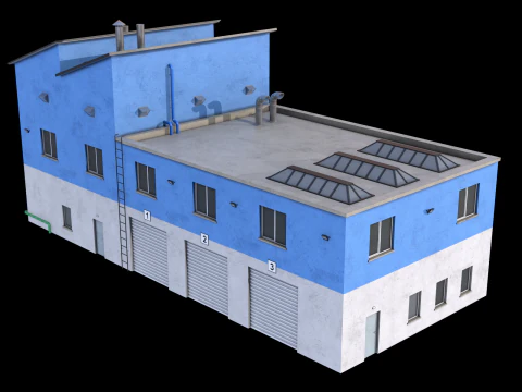 Industrial Building 15 Blue 3D Model