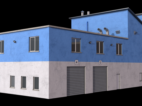 Industrial Building 15 Blue 3D Modell