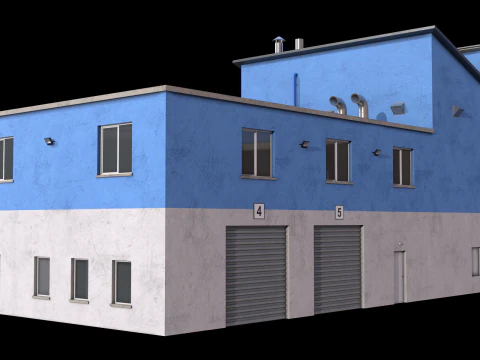 Industrial Building 15 Blue 3D Model