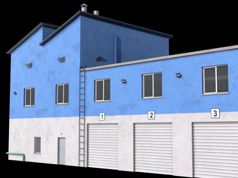 Industrial Building 15 Blue 3D Model