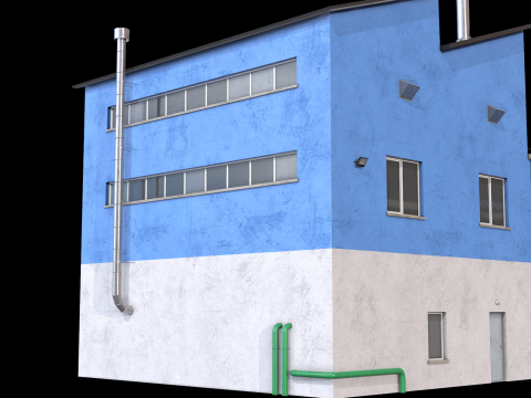 Industrial Building 15 Blue 3D Model