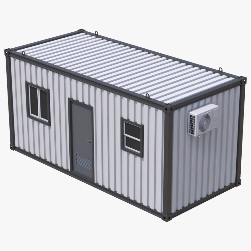 Construction Site Cabin 3D Модель .c4d .max .obj .3ds .fbx .stl .blend