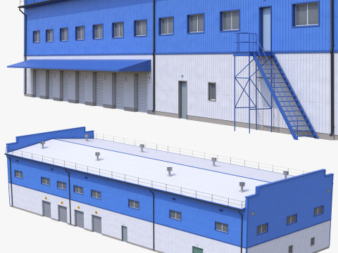 Industrial Building 17 Blue 3D 모델
