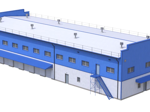 Industrial Building 17 Blue 3D Model
